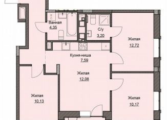 Продам трехкомнатную квартиру, 70.2 м2, Ижевск, Индустриальный район, улица Чехова, 46