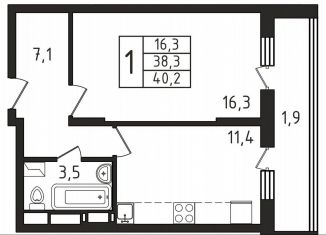 Продается 1-ком. квартира, 40.2 м2, деревня Пирогово, улица Ильинского, 8к1