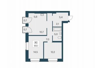 Продажа 3-ком. квартиры, 64.1 м2, Новосибирск, ЖК Расцветай на Красном