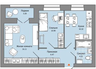 Продается 2-комнатная квартира, 50 м2, Ульяновск, жилой комплекс Город Новаторов, 2