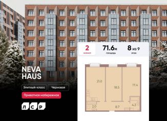 2-комнатная квартира на продажу, 71.6 м2, Санкт-Петербург, Петроградский район, Петровский проспект, 9к2