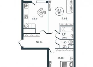 Продается двухкомнатная квартира, 65 м2, Тверская область