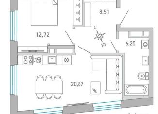 Продаю 1-ком. квартиру, 47.9 м2, Санкт-Петербург, набережная Чёрной речки, 1, метро Петроградская