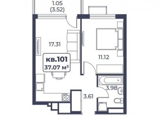 Продам 1-ком. квартиру, 37.1 м2, поселок городского типа Новофёдоровка, улица Лобозова, 1