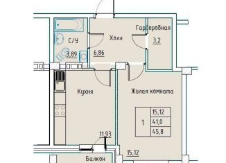 Продается 1-ком. квартира, 47 м2, поселок городского типа Афипский, улица Пушкина, 115