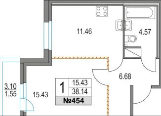 Продам 1-ком. квартиру, 38.1 м2, Санкт-Петербург, метро Чёрная речка, Коломяжский проспект, 13к3