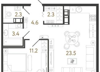 Продается 1-комнатная квартира, 47.3 м2, Санкт-Петербург, метро Обводный канал