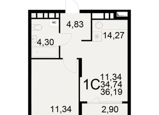 Продается однокомнатная квартира, 36.2 м2, Рязань, Московский район