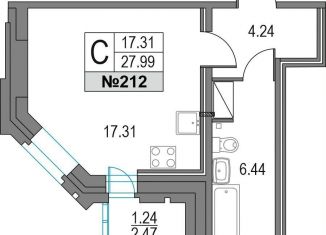 Продается квартира студия, 28 м2, Санкт-Петербург, Коломяжский проспект, 13к2, метро Чёрная речка