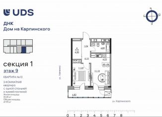 2-комнатная квартира на продажу, 47.9 м2, Пермский край, Луньевская улица