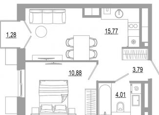 Однокомнатная квартира на продажу, 35.7 м2, Астрахань