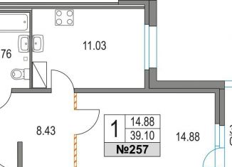 Продажа 1-комнатной квартиры, 39.1 м2, Санкт-Петербург, Коломяжский проспект, 13к3, метро Чёрная речка