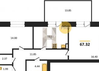 Продается двухкомнатная квартира, 67.3 м2, посёлок Солнечный, Кленовая улица, 4