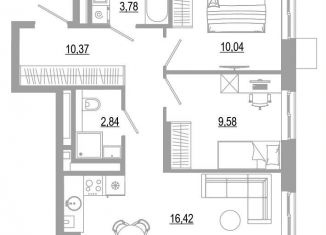 Продаю двухкомнатную квартиру, 53 м2, Астрахань