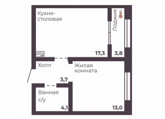 Продается 1-комнатная квартира, 38.1 м2, Челябинск, Тракторозаводский район