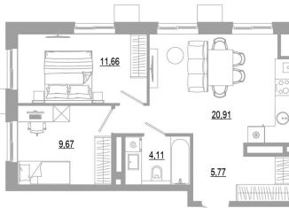 Продам двухкомнатную квартиру, 52.1 м2, Астрахань