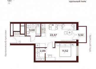 Однокомнатная квартира на продажу, 44 м2, Санкт-Петербург, метро Пионерская