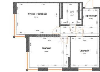 Продажа двухкомнатной квартиры, 61 м2, Новосибирск, Рябиновая улица, 14/1