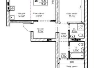 Продам 3-ком. квартиру, 74 м2, Новосибирск, Владимировская улица, 28, метро Красный проспект