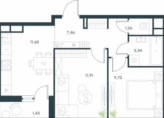 Продажа двухкомнатной квартиры, 46.8 м2, Московская область