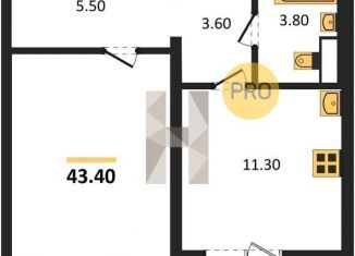 Продажа однокомнатной квартиры, 43.4 м2, Воронеж, Ростовская улица, 18А