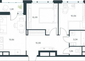 Продам 2-ком. квартиру, 51.2 м2, Московская область