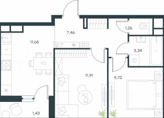 Продается двухкомнатная квартира, 46.8 м2, Московская область