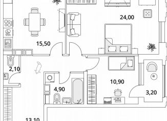 Продается двухкомнатная квартира, 72.1 м2, Санкт-Петербург, Планерная улица, 99, муниципальный округ Юнтолово