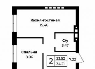 Продажа 1-ком. квартиры, 34.2 м2, Оренбург, улица Парижской Коммуны, 46/24, Промышленный район