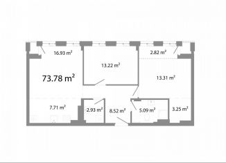 Продается двухкомнатная квартира, 73.8 м2, Челябинск