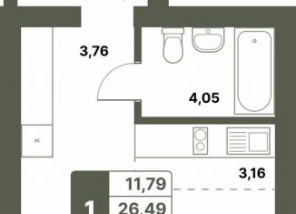 1-ком. квартира на продажу, 27.4 м2, село Миловка