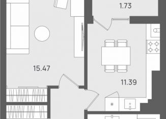 1-комнатная квартира на продажу, 43.8 м2, Светлогорск