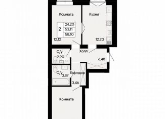 Продам 2-комнатную квартиру, 58.1 м2, Ростов-на-Дону, Октябрьский район