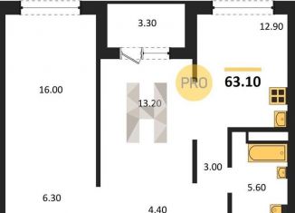 Продается 2-комнатная квартира, 63.1 м2, Новосибирская область, улица Николая Островского, 195/6