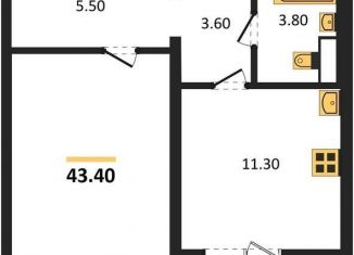 Продам однокомнатную квартиру, 43.4 м2, Воронеж, Ростовская улица, 18А