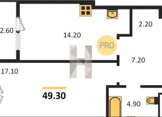 Продаю однокомнатную квартиру, 49.3 м2, Новосибирск, метро Сибирская