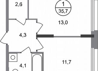 Продаю 1-комнатную квартиру, 35.7 м2, Москва, деревня Рассказовка, 2