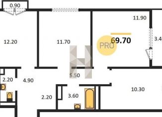 3-комнатная квартира на продажу, 69.7 м2, Новосибирская область