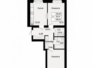 Продажа 2-комнатной квартиры, 58.1 м2, Ростовская область