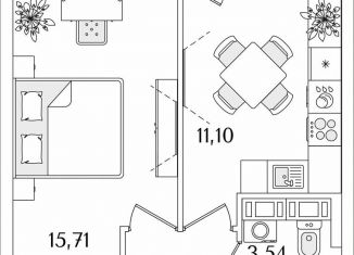 Продается 1-ком. квартира, 35.5 м2, Санкт-Петербург, Октябрьская набережная, 116, муниципальный округ Народный