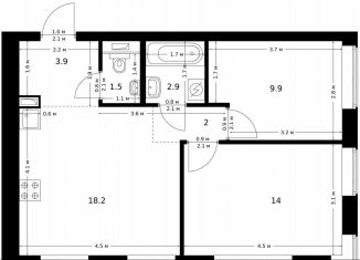 Продается 2-ком. квартира, 52.4 м2, Москва, жилой комплекс Полар, 1.5, район Северное Медведково