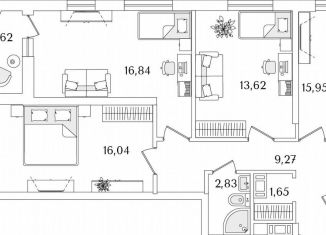 Продаю трехкомнатную квартиру, 83.3 м2, Санкт-Петербург, Октябрьская набережная, 116, муниципальный округ Народный