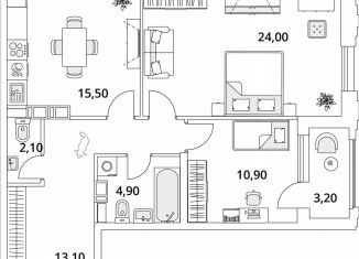 2-ком. квартира на продажу, 72.1 м2, Санкт-Петербург, метро Комендантский проспект, Планерная улица, 99