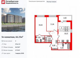 Продаю 2-ком. квартиру, 66.3 м2, Санкт-Петербург, Невский район