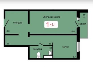 Продажа однокомнатной квартиры, 45.1 м2, Красноярск