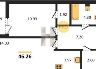 Продажа однокомнатной квартиры, 46.3 м2, Новосибирская область