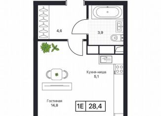 Продам однокомнатную квартиру, 28.4 м2, Пушкино