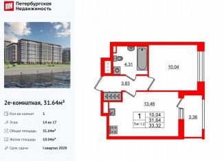 1-комнатная квартира на продажу, 31.6 м2, Санкт-Петербург, Невский район