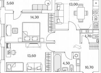 Продается 2-ком. квартира, 60.6 м2, Санкт-Петербург, Планерная улица, 99, муниципальный округ Юнтолово