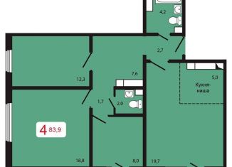 Продаю 3-ком. квартиру, 88.4 м2, Красноярск, Свердловский район, жилой комплекс КБС. Берег, 5.2